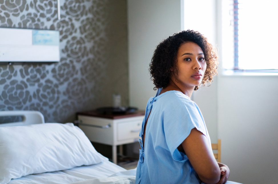 woman in a hospital bed